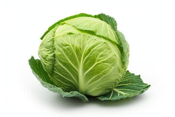 Obraz premium Cabbage isolated on a white background, clipping path, full depth of field