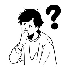 a man with a question mark on his face