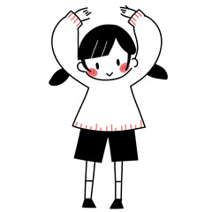 a girl with her arms up in the air