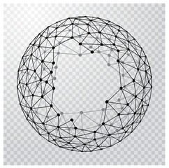 vector illustration of wire ball with hole - obrazy, fototapety, plakaty