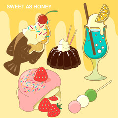 set of Japanese dessert