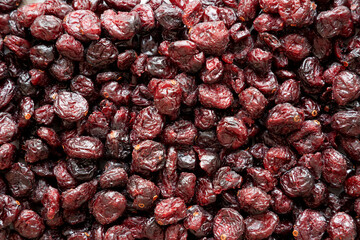 Organic Dried Cranberries, top view.