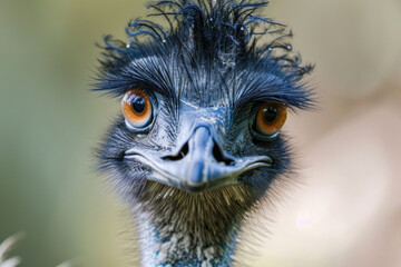 A close-up portrait of the regal and majestic features of an Emu bird
