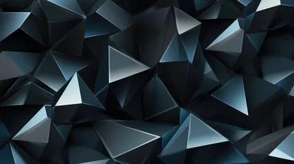 Fotobehang Shadowed Polygons on Dark Background. Multifaceted polygons casting shadows, creating a 3D effect on a dark surface. © Oksana Smyshliaeva