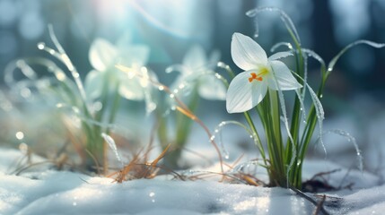 Twilight Bloom: Snowdrops and Magical Bokeh..Ethereal snowdrops glow amidst a dreamlike bokeh.