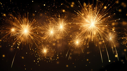 Obraz premium Beautiful creative holiday background with fireworks and sparkles