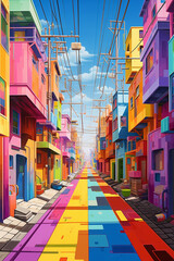 Rainbow landscape created with Generative Ai