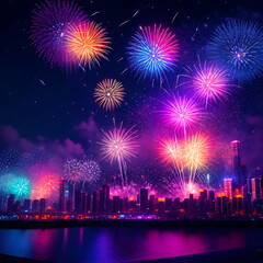 Fototapeta na wymiar Colorful Firework celebration