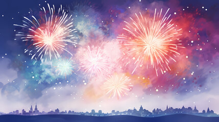 Beautiful creative holiday background with fireworks and sparkles