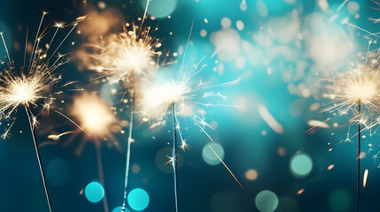 Beautiful creative holiday background with fireworks and sparkles