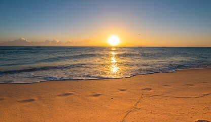 Fototapeta na wymiar Beautiful beach at sunrise. Miami Beach, Florida.