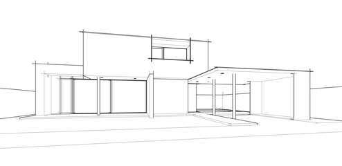 house building sketch architecture 3d illustration