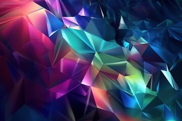 Abstract colorful low poly background with a dynamic composition of geometric shapes.