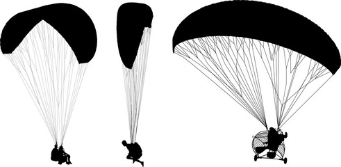 paracaidas, vector, parapente, figuras, entrenamiento, pegatina, salto en paracaidas, paracaidistas