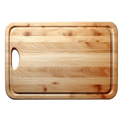 High-Resolution Image of a Rectangular Wooden Cutting Board with Smooth Surface and Rounded Edges, Isolated on White Background - obrazy, fototapety, plakaty