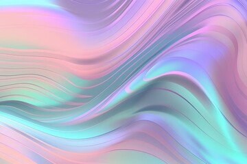 Abstract holographic background with smooth wavy lines in pastel colors.