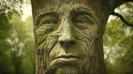 Fototapeta na wymiar Tree with a Human Face