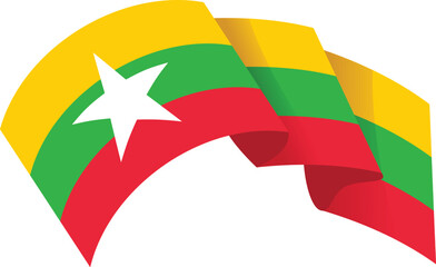 Wind flag myanmar icon cartoon vector. Culture day. Festival happy flag