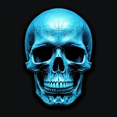 Light blue skull isolated on black