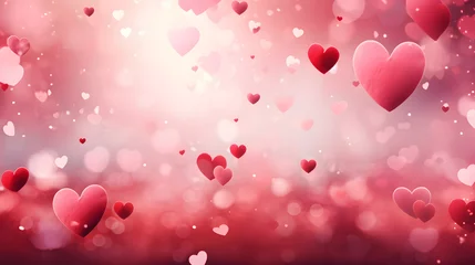 Fotobehang Pink St Valentine's Day background with hearts. Romantic holiday background © Darya