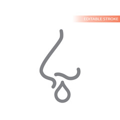 Runny nose line vector icon. Rhinitis outline symbol.