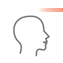 Human head profile line vector icon. Editable stroke symbol.