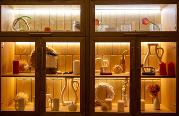 Various decorative ornaments, candles and objects to create a beautiful interior inside the...