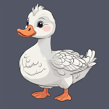 Cute goose cartoon characters vector illustration. For kids coloring book. Generative AI