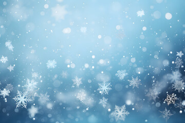 Naklejka na ściany i meble Blue winter background with snowflakes