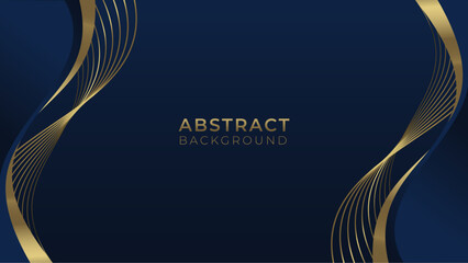 Lux premium dark blue background. Background with gold line, wave, abstract design. Modern luxury and elegant design. Vector template	
 - obrazy, fototapety, plakaty
