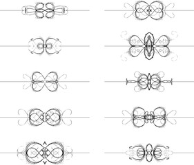 Divider decorative line art set vector