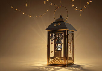 lamp ornaments, lantern properties decorated with attractive colors, charming candle light, the concept of Ramadan and Eid.