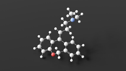 doxepin molecular structure, tricyclic antidepressant, ball and stick 3d model, structural chemical formula with colored atoms