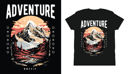 t shirt design adventure vector