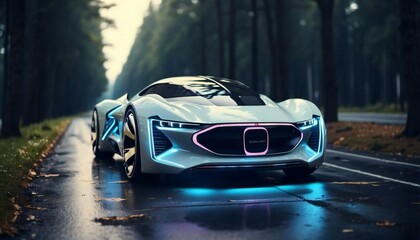 futuristic car of the future, concept car. Generative AI