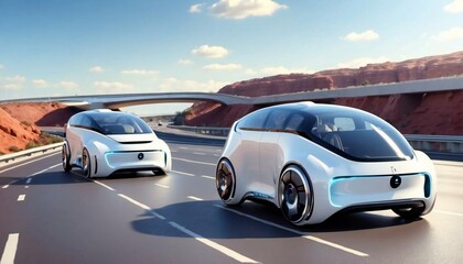 Obraz na płótnie Canvas future car, future car running on city street. Generative AI