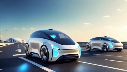 future car, future car running on city street. Generative AI