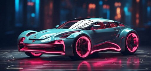 sports car with cyber punk modifications. Generative AI
