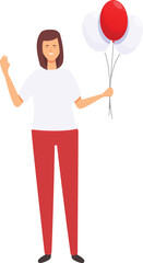 Belarus woman with balloons icon cartoon vector. Planet chart. Shape freedom
