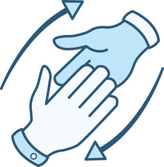 Colored Help Icon. Vector Illustration of Two Outstretched Helping Hands. Teamwork Concept