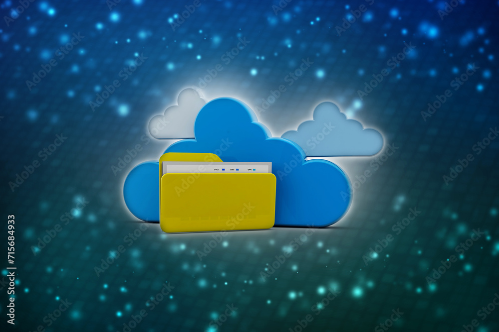 Poster 3d rendering cloud computing concept, cloud internet technology concept background, cloud computing 