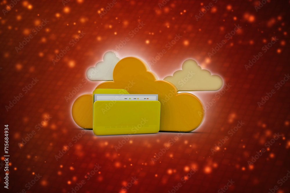 Poster 3d rendering cloud computing concept, cloud internet technology concept background, cloud computing 