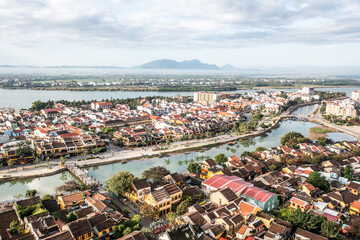 Old Town Hoi An at Sunrise.  Vietnam.  Aerial Drone Photo