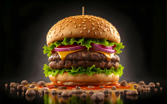 Beef Cheese Berger with Background