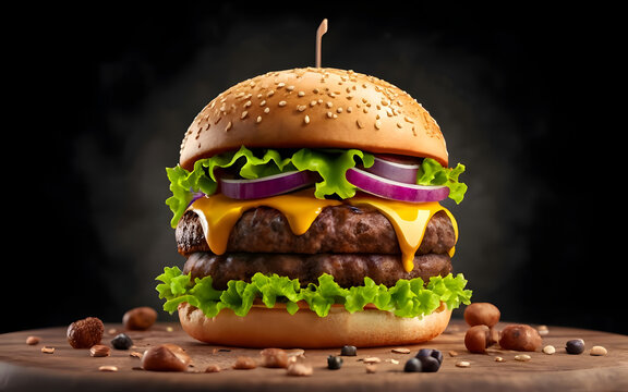 Beef Cheese Berger with Background