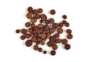 Allspice, isolated on white background. Aromatic allspice.