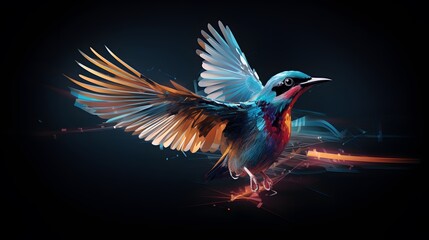 Graphic Digital bird flying connection technology concept