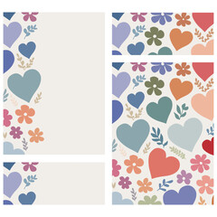  pattern with hearts,flowers and leaves