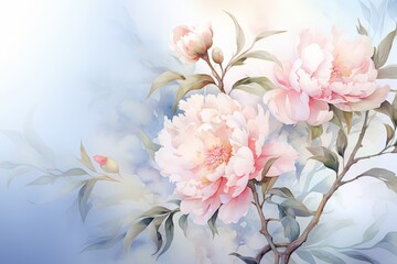 Elegant watercolor peony background. Wedding invitations, greeting cards, wallpaper, background, printing, fabric	