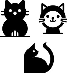 collection of minimalist, simple and modern cat icons and logos